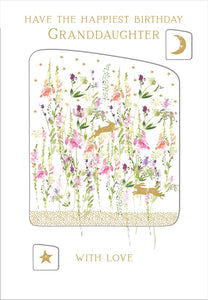 Granddaughter Birthday - Pink Wild Field Press from Nigel Quiney Publications, English Cards in France