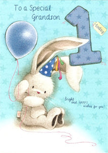 Edition Colibri 1st Birthday Greeting Card For Boy - Cute Bear With Balloons With