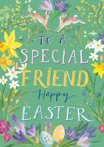 Easter Card - Special Friend - Spring Florals from Ling Design, Easter Cards in France, Cartes de Paques en France, English Cards in France