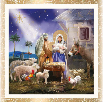 Christmas Card - Open - Around The Manger