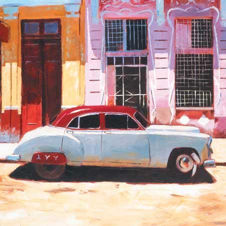 Birthday Card - White Car Red Roof