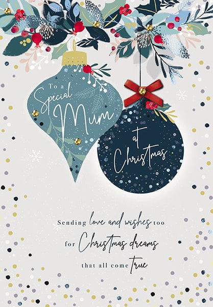 Christmas Card - Mum - Decorative Baubles
