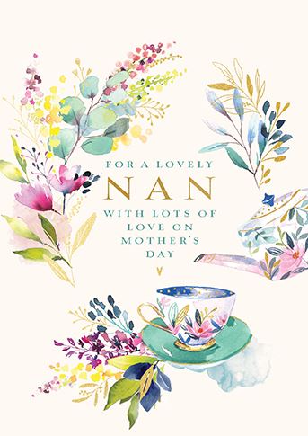 Mother's Day Card - Nan - Time For Tea from Ling Design,  Mother's day cards in France, Cartes de voeux Fete des Meres, English cards in France