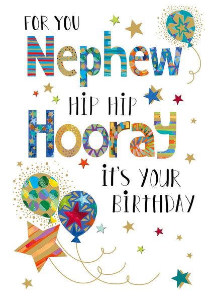 Nephew Birthday - Hooray Balloons from Nigel Quiney Publications, English Cards in France