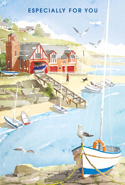 Birthday Card - Lifeboat/Harbour from Nigel Quiney Publications, English Cards in France