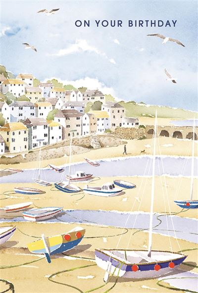 Birthday Card - Low Tide/Boats from Nigel Quiney Publications, English Cards in France