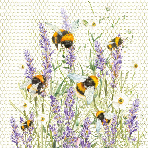 Blank Card - Bees in Lavender from Nigel Quiney Publications, English Cards in France
