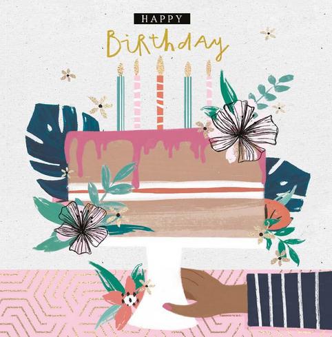 Birthday Card - Hands/Flowers/Cake from Nigel Quiney Publications, English Cards in France