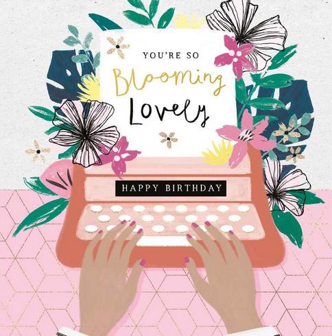 Birthday Card - Special Friend - Hands/Flowers/Typewriter from Nigel Quiney Publications, English Cards in France