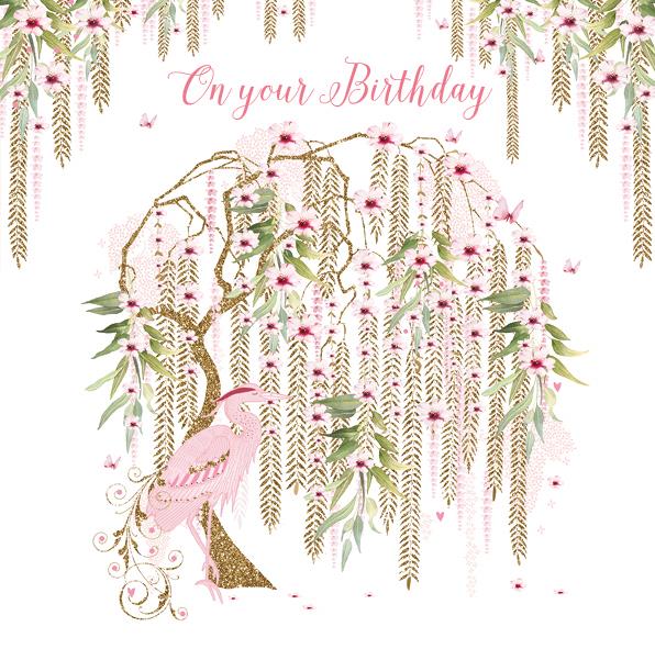 Birthday Card - Willow Tree & Heron from Nigel Quiney Publications, English Cards in France