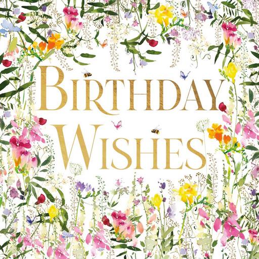 Birthday Card - Wild Flower Text from Nigel Quiney Publications, English Cards in France
