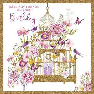 Birthday Card - Ornate Birdcage from Nigel Quiney Publications, English Cards in France