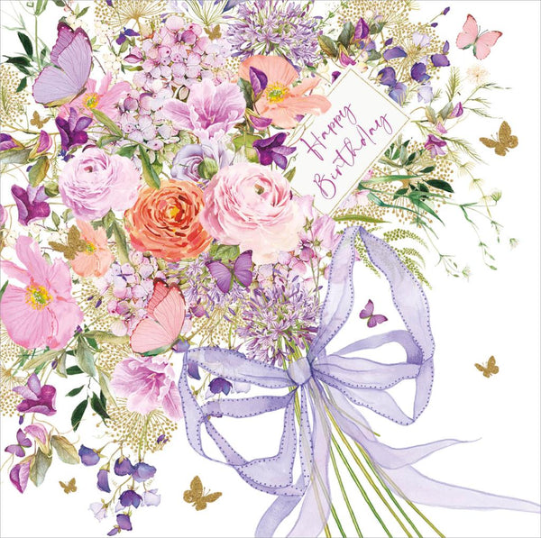 Birthday Card - Pink Purple/Bouquet from Nigel Quiney Publications, English Cards in France