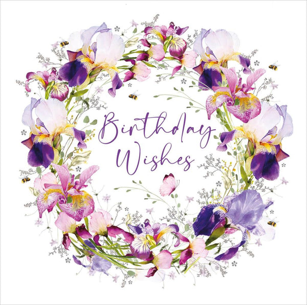 Birthday Card - Iris Wreath from Nigel Quiney Publications, English Cards in France