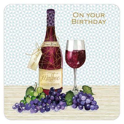 Birthday Card - Wine And Grapes from Nigel Quiney Publications, English Cards in France