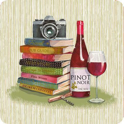 Birthday Card - Books & Wine from Nigel Quiney Publications, English Cards in France