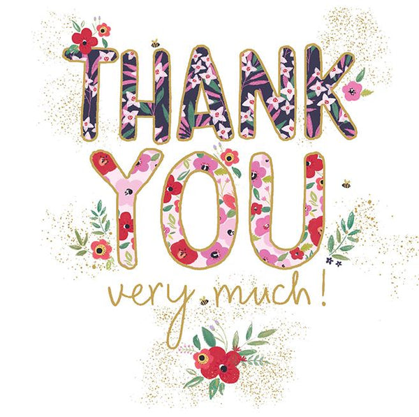 Thank You Card - Floral Thank  You from Nigel Quiney Publications, English Cards in France