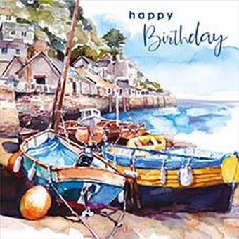 Birthday Card - Fishing Boat Scene from Nigel Quiney Publications, English Cards in France