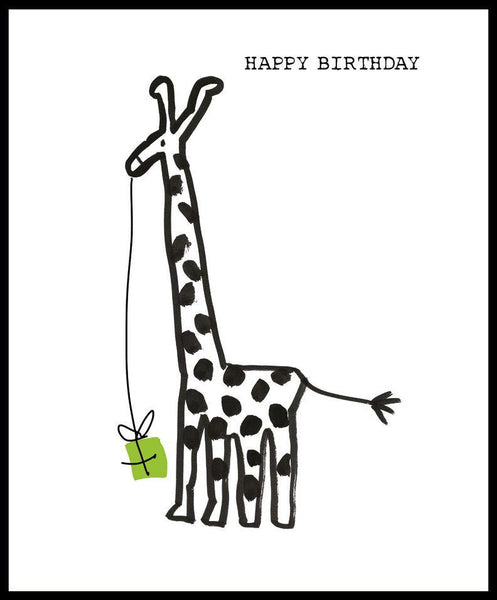 Children's Birthday Card - Giraffe & Present from Nigel Quiney Publications, English Cards in France