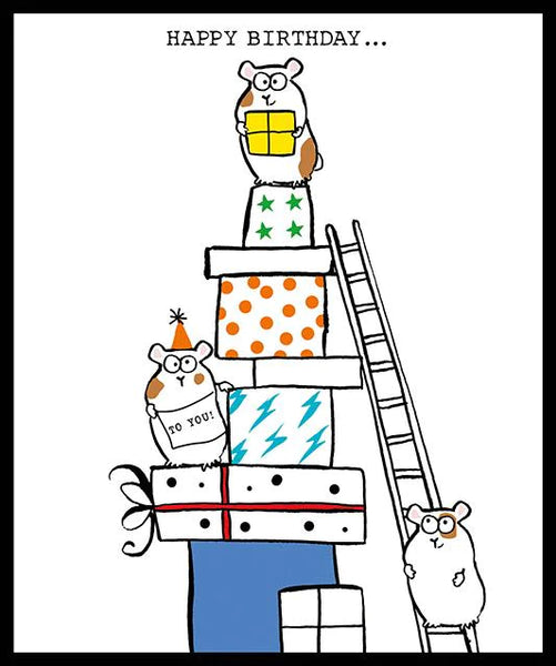 Children's Birthday Card - Present Pile/Hamster from Nigel Quiney Publications, English Cards in France