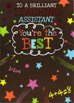 Thank You Card - Thank You Teaching Assistant - Best Cloud from Nigel Quiney Publications, English Cards in France