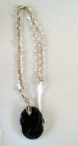 Jewellery - 925 Silver Green Moss Agate Pendant Necklace
