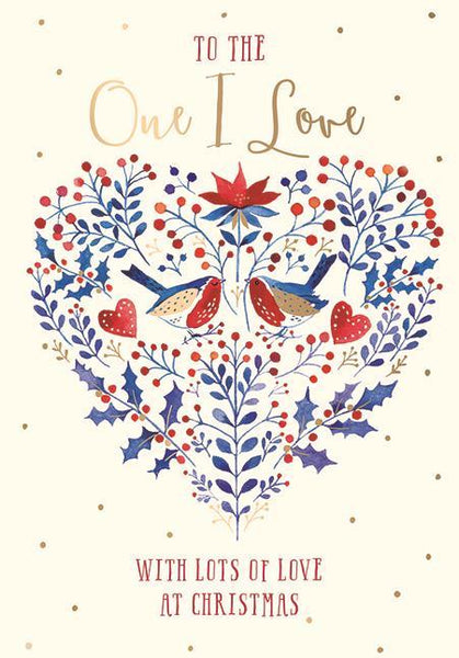 Christmas Card - One I Love - Folk Art Christmas Heart