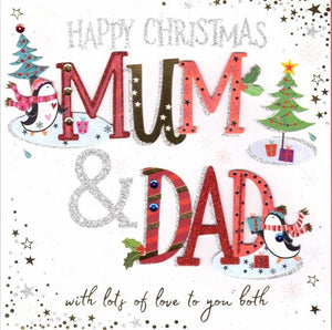 Christmas Card - Mum and Dad - Ice-Skating Penguins