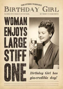 Humour Card - Woman Enjoys Large Stiff One