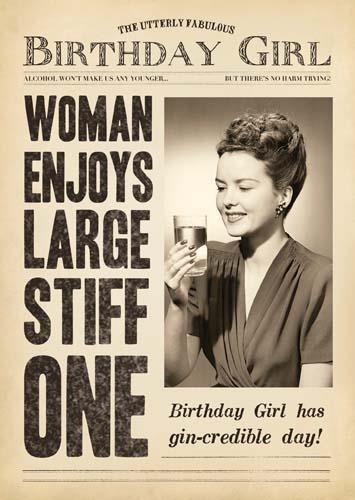 Humour Card - Woman Enjoys Large Stiff One