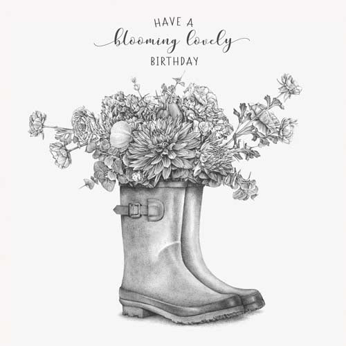 Birthday Card - Flowers In Wellies