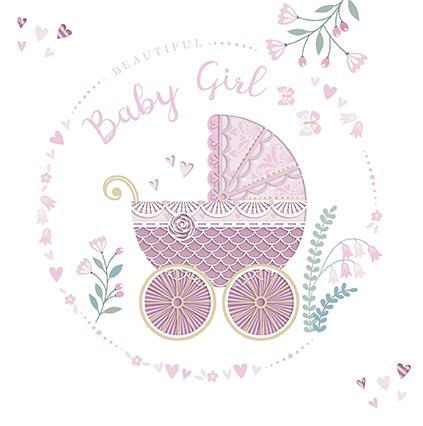 New Baby Card - Baby Girl - Beautiful Baby Girl