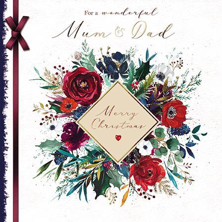 Christmas Card - Mum and Dad - Floral Christmas