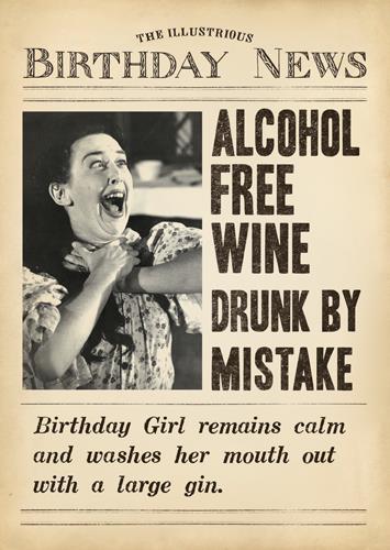 Humour Card - Washes Mouth Out With Gin