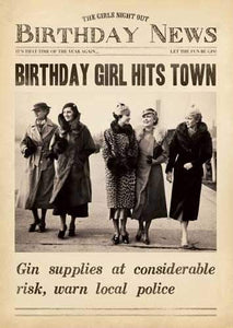 Humour Card - Birthday Girl Hits Town