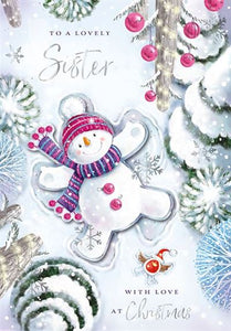 Christmas Card - Sister - Fun In The Snow