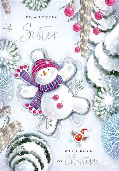 Christmas Card - Sister - Fun In The Snow