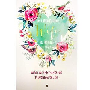 Mother's Day Card - Wife - Floral Heart from Ling Design,  Mother's day cards in France, Cartes de voeux Fete des Meres, English cards in France