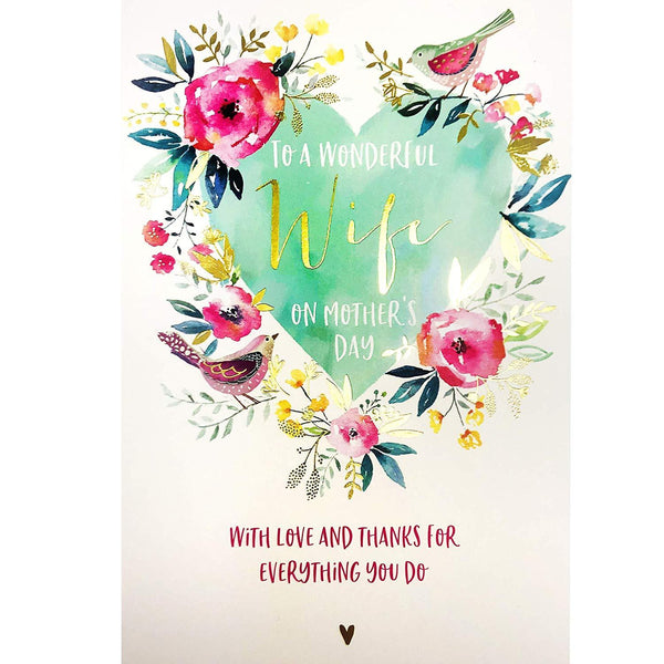 Mother's Day Card - Wife - Floral Heart from Ling Design,  Mother's day cards in France, Cartes de voeux Fete des Meres, English cards in France