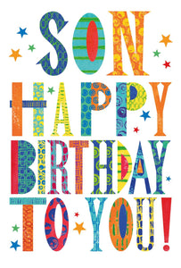 Son Birthday - Neon Text from Nigel Quiney Publications, English Cards in France