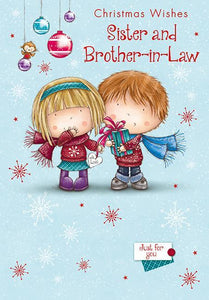 Christmas Card - Sister and Brother-in-Law - Young Couple/Presents from Nigel Quiney Publications, English Cards in France