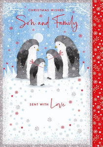 Christmas Card - Son and Family - Penguins & Presents