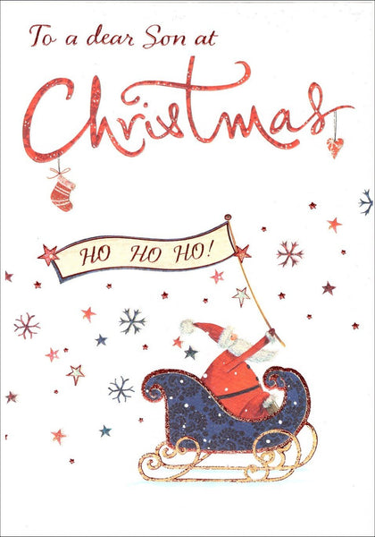 Christmas Card - Son - Santa On His Sleigh