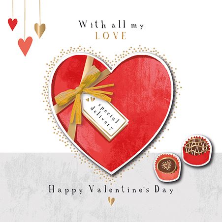Valentine Card - Valentine Chocs from Talking Pictures, Valentine's Day Cards in France, Cartes de voeux Saint Valentin, English cards in France