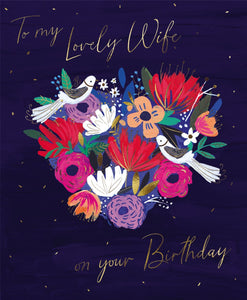 Wife Birthday - Florrie Heart Flowers from The Great British Card Company, English Cards in France, Wife Birthday Cards in France