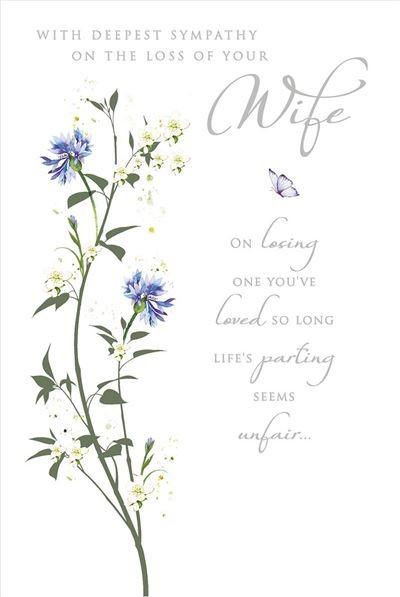 Sympathy Card - Loss of Wife - Blue & White Floral from Nigel Quiney Publications, English Cards in France