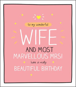 Wife Birthday - Marvellous Mrs! from Pigment Productions, English Cards in France, Wife Birthday Cards in France