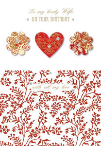 Wife Birthday - Heart and Flowers from Talking Pictures, English Cards in France, Wife Birthday Cards in France