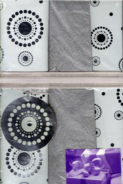 Gift Wrap Pack - White with Silver Dot